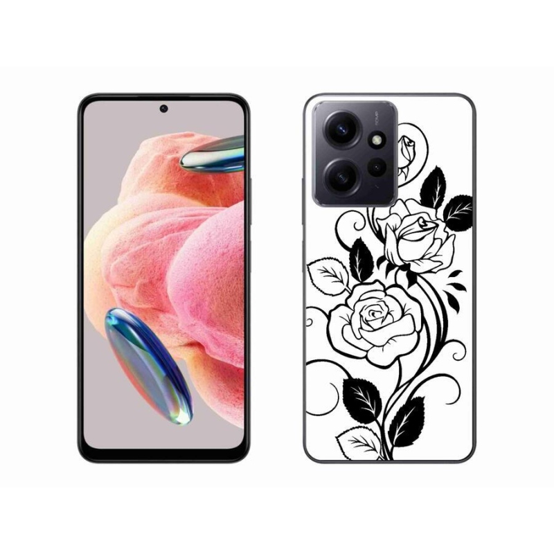 Gél borítás mmCase a Xiaomi Redmi Note 12 4G-hez - fekete és fehér rózsa