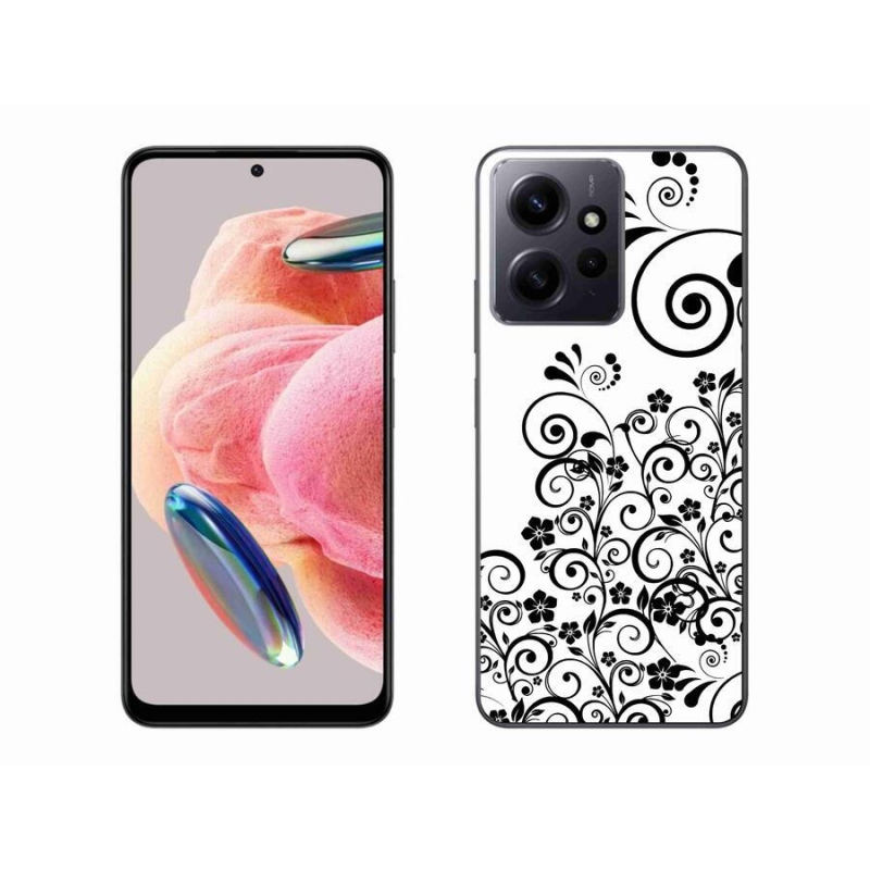 Gél borító mmCase a Xiaomi Redmi Note 12 4G-hez - fekete és fehér virágmintás
