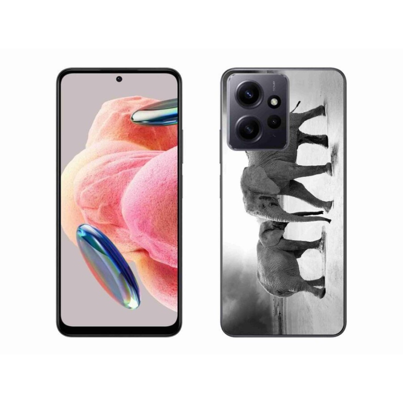 Gél borítás mmCase a Xiaomi Redmi Note 12 4G-hez - fekete és fehér elefántok
