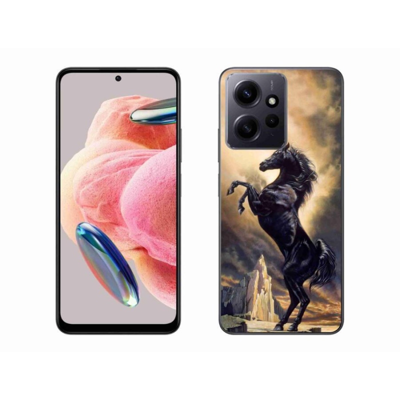 Gél borítás mmCase a Xiaomi Redmi Note 12 4G-hez - fekete rajzfilm ló