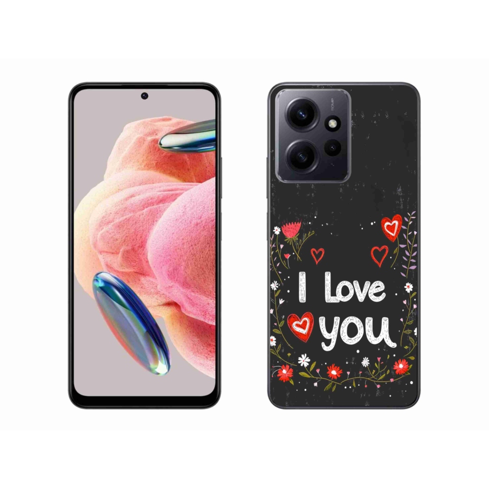 Gél borító mmCase a Xiaomi Redmi Note 12 4G-hez - I love you fekete háttérrel