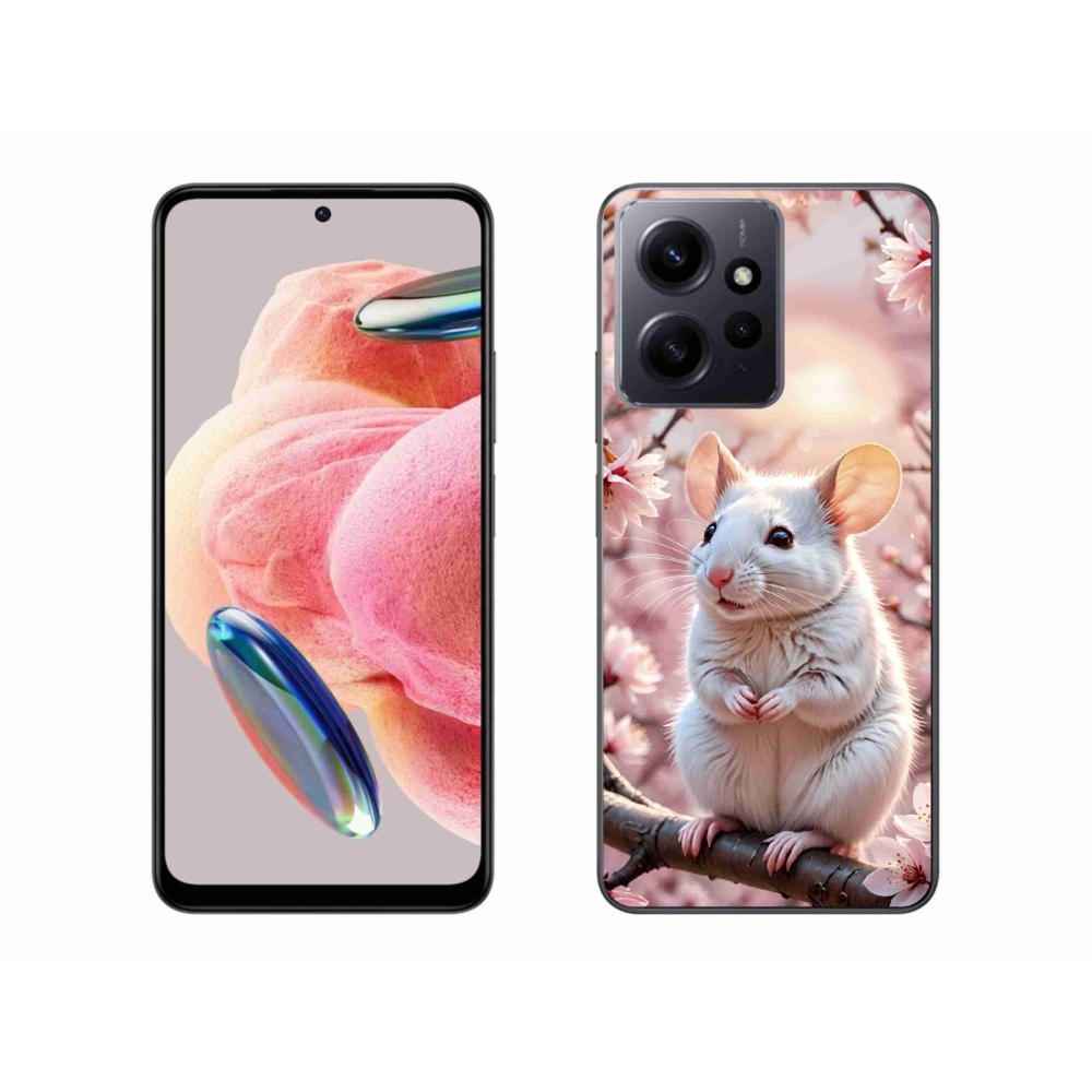 Gél borító mmCase a Xiaomi Redmi Note 12-hez - fehér egér az ágon