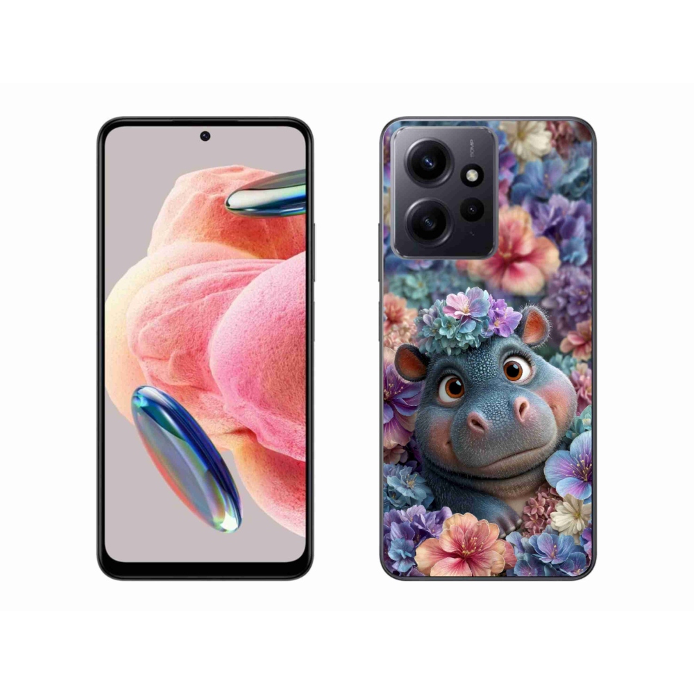 Gél borítás mmCase a Xiaomi Redmi Note 12-hez - víziló virágokban