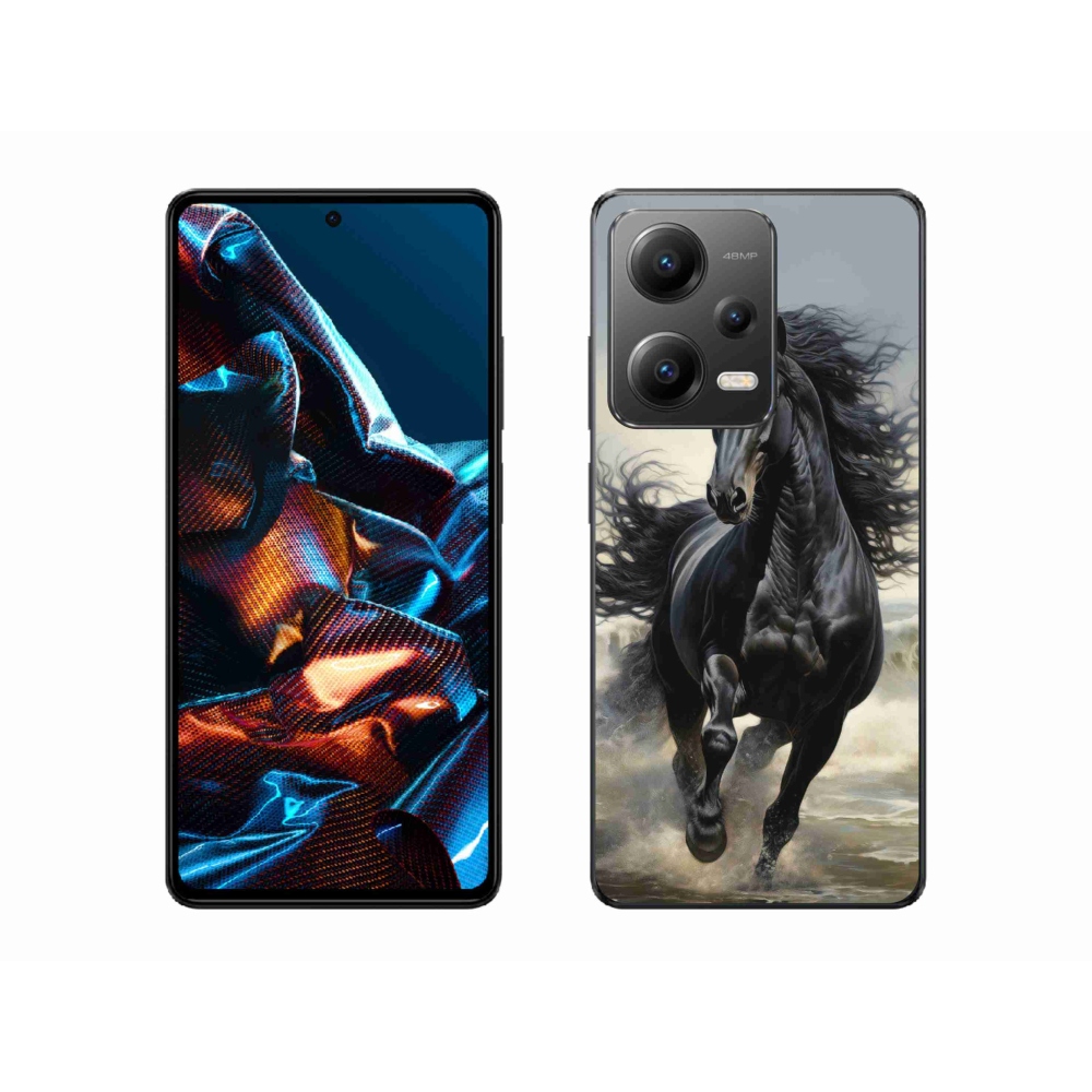 Gél borítás mmCase a Xiaomi Redmi Note 12 Pro 5G-hez - futó fekete ló