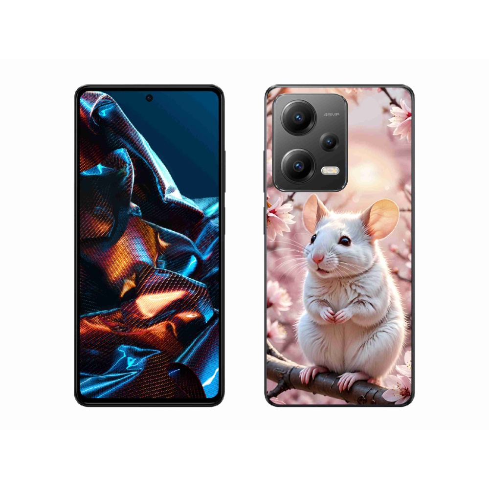 Gél borító mmCase a Xiaomi Redmi Note 12 Pro 5G-hez - fehér egér az ágon