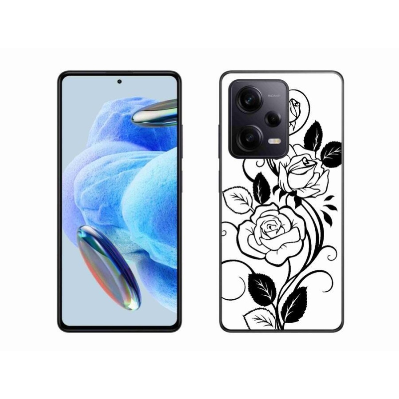 Gél borítás mmCase a Xiaomi Redmi Note 12 Pro+ 5G számára - fekete és fehér rózsa