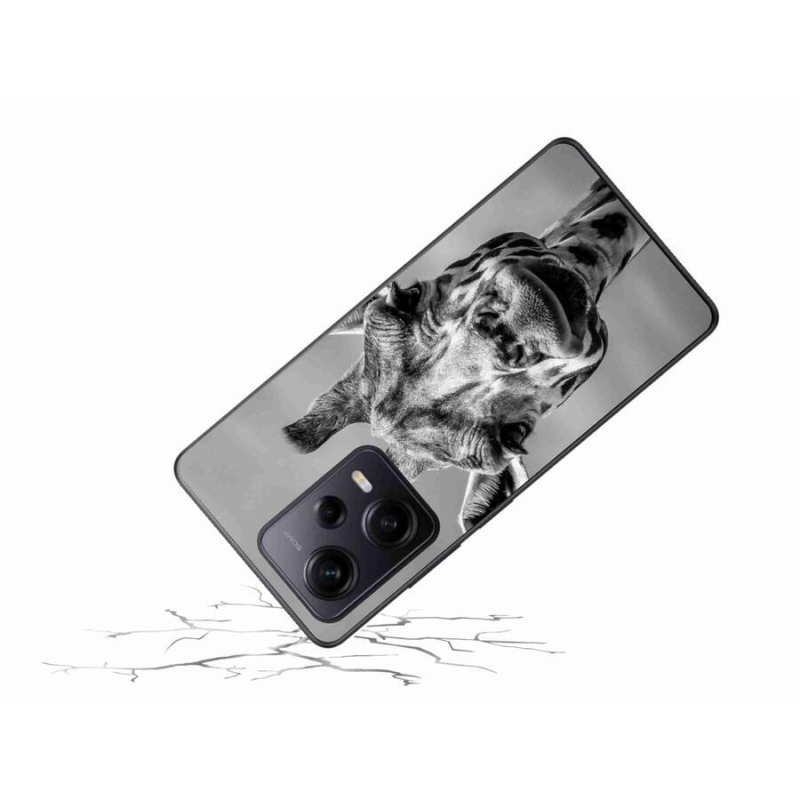 Gél borítás mmCase a Xiaomi Redmi Note 12 Pro+ 5G számára - fekete-fehér zsiráf