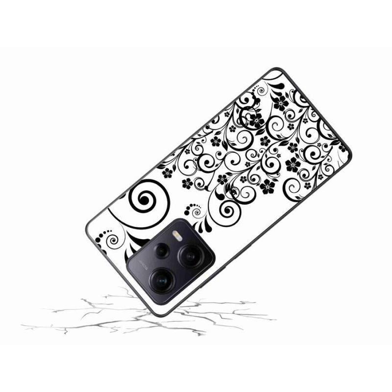 Gél borítás mmCase a Xiaomi Redmi Note 12 Pro+ 5G-hez - fekete és fehér virágminták