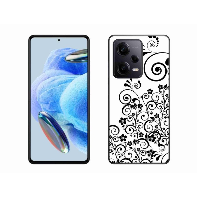 Gél borítás mmCase a Xiaomi Redmi Note 12 Pro+ 5G-hez - fekete és fehér virágminták