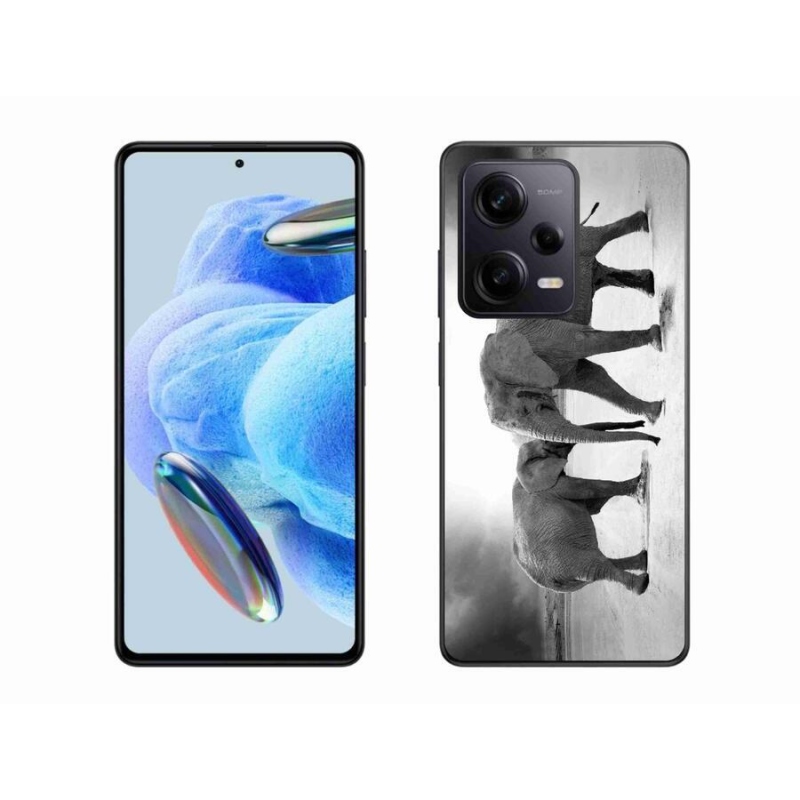 Gél borítás mmCase a Xiaomi Redmi Note 12 Pro+ 5G számára - fekete és fehér elefántok