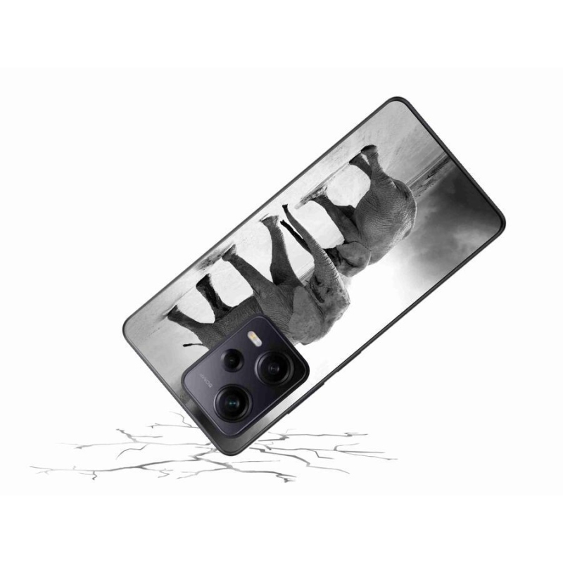 Gél borítás mmCase a Xiaomi Redmi Note 12 Pro+ 5G számára - fekete és fehér elefántok