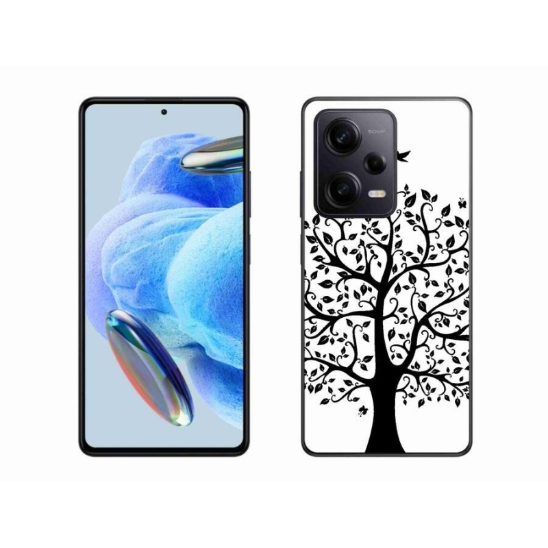 Gél borítás mmCase a Xiaomi Redmi Note 12 Pro+ 5G számára - fekete és fehér fa