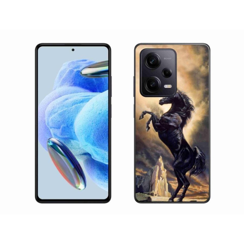 Gél borítás mmCase a Xiaomi Redmi Note 12 Pro+ 5G számára - fekete rajzfilm ló