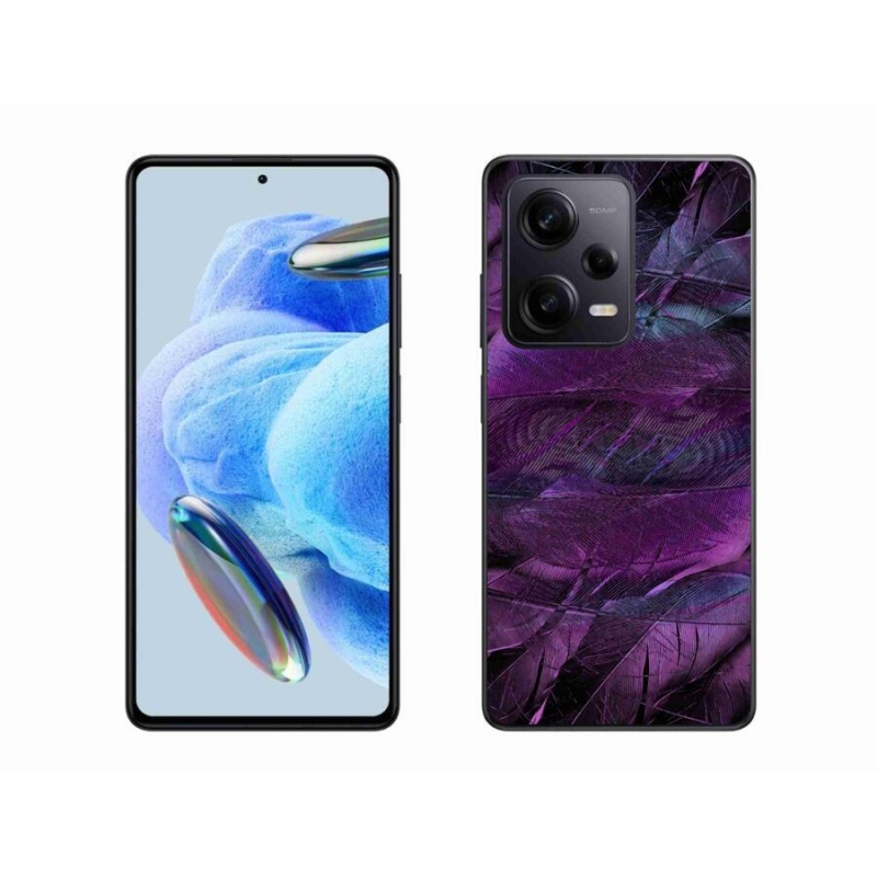 Zselés borítás mmCase a Xiaomi Redmi Note 12 Pro+ 5G számára - lila tollak
