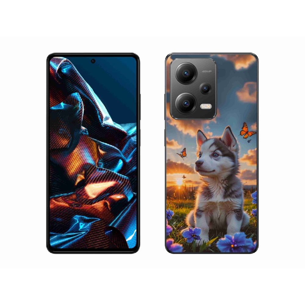 Gél borítás mmCase a Xiaomi Redmi Note 12 Pro 5G-hez - husky a naplementében