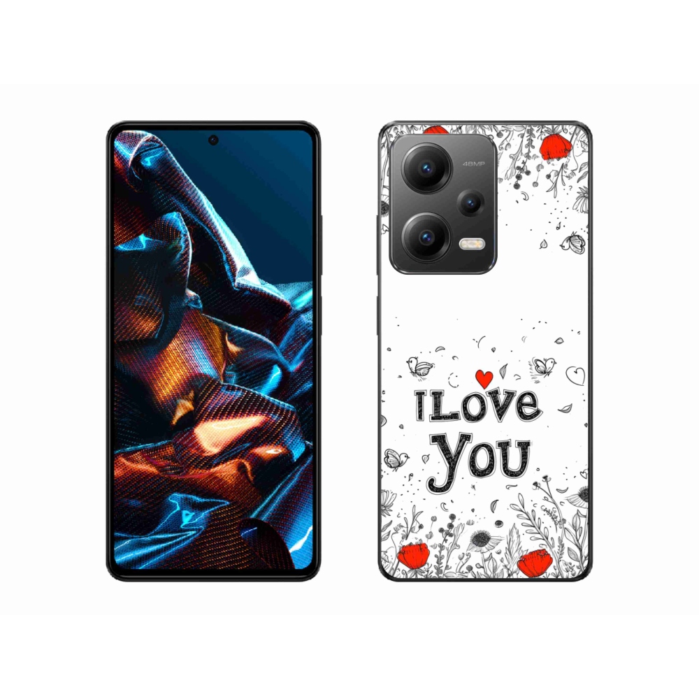 Gél borítás mmCase a Xiaomi Redmi Note 12 Pro 5G-hez - I love you fehér háttérrel