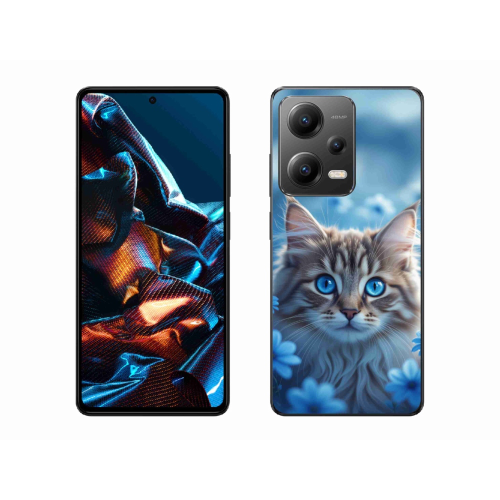 Gél borítás mmCase a Xiaomi Redmi Note 12 Pro 5G-hez - kék virágos cica