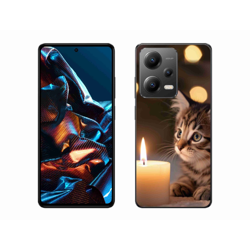 Gél borító mmCase a Xiaomi Redmi Note 12 Pro 5G számára - cica és gyertya