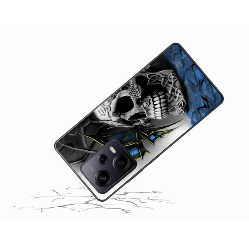 Gél borítás mmCase a Xiaomi Redmi Note 12 Pro+ 5G számára - pillangó és koponya
