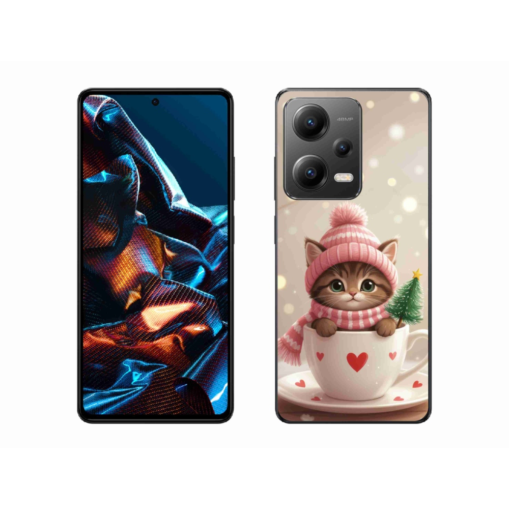 Gél borítás mmCase a Xiaomi Redmi Note 12 Pro 5G-hez - Karácsonyi cica a csészében