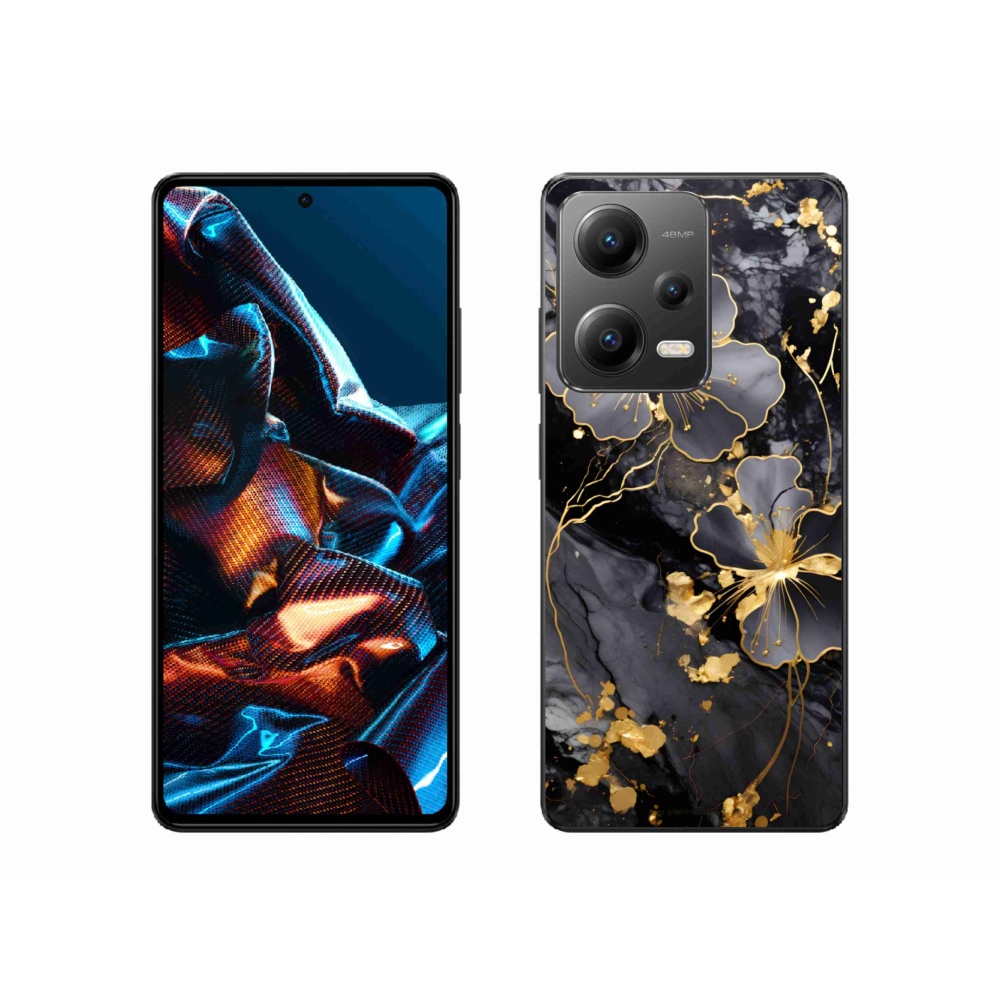 Gél borítás mmCase a Xiaomi Redmi Note 12 Pro 5G számára - arany virágok