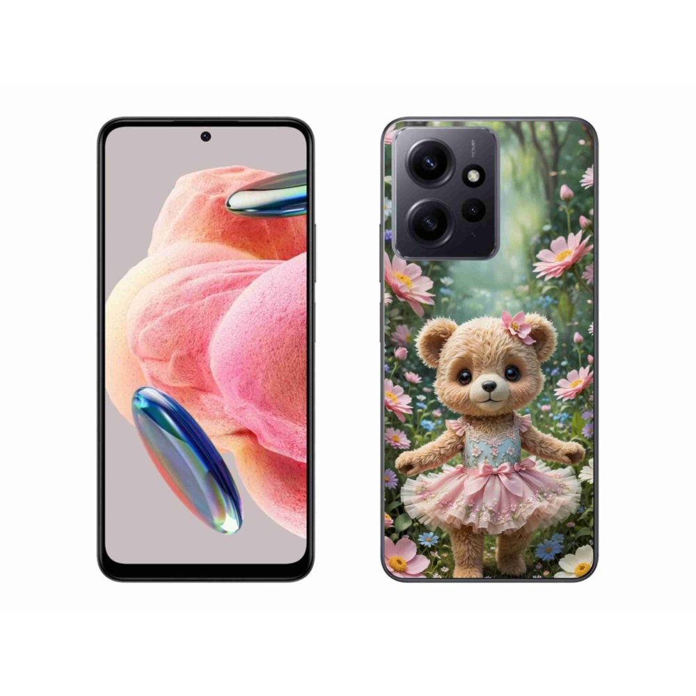 Gél borítás mmCase a Xiaomi Redmi Note 12-hez - aranyos mackó virágokkal