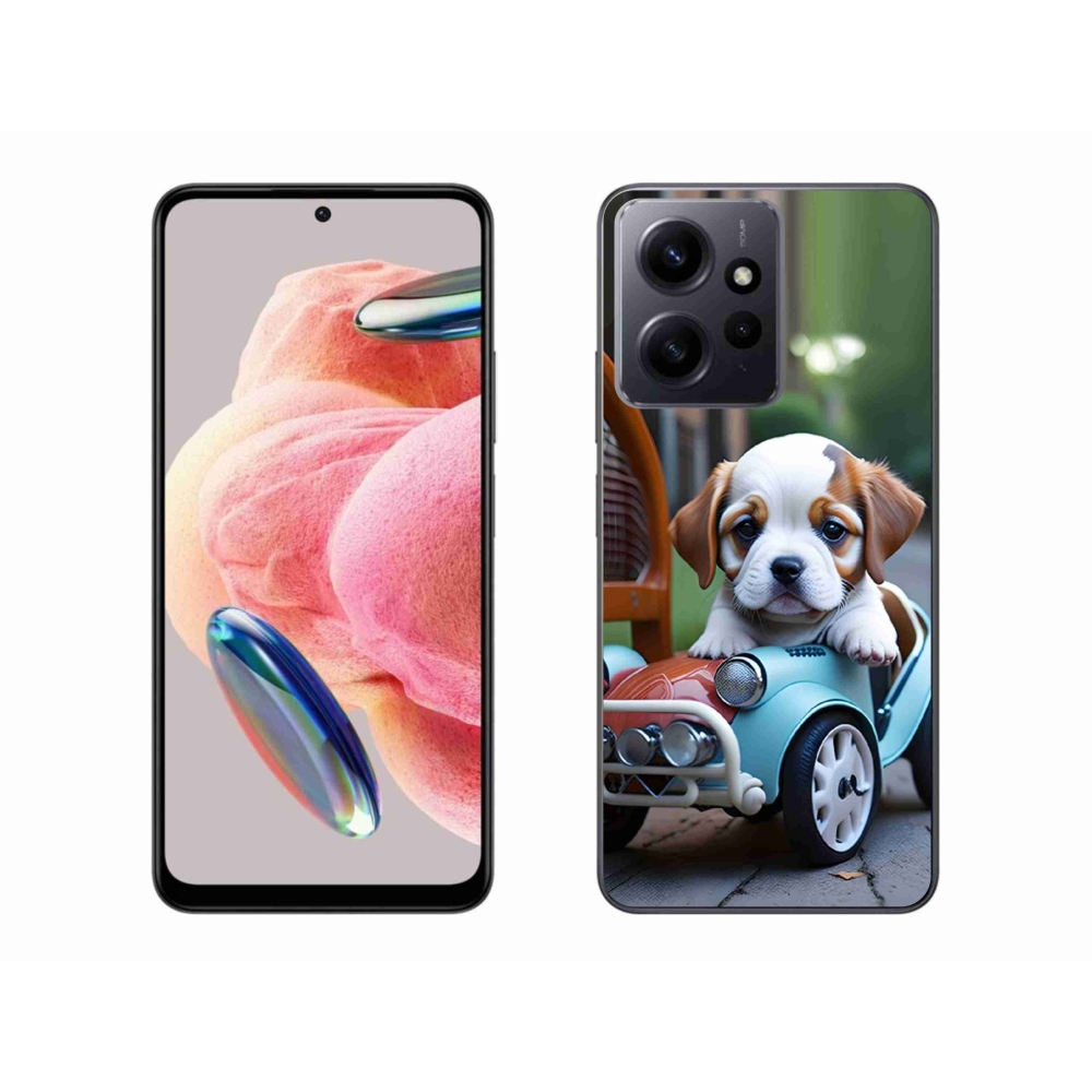 Gél borító mmCase a Xiaomi Redmi Note 12 - kiskutya retro autóban