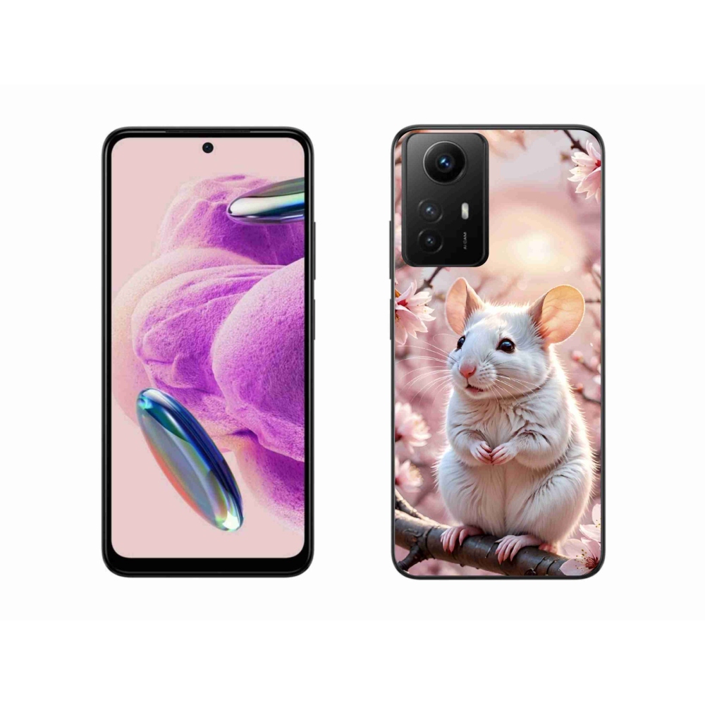 Gél borító mmCase a Xiaomi Redmi Note 12S-hez - fehér egér az ágon