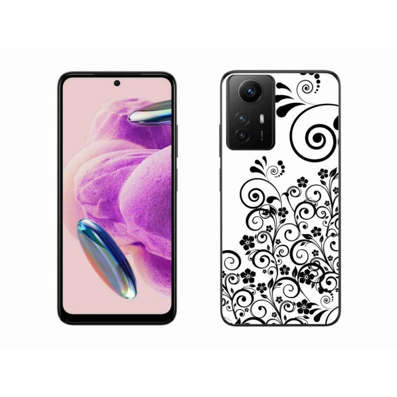 Gél borító mmCase a Xiaomi Redmi Note 12S-hez - fekete és fehér virágmintás