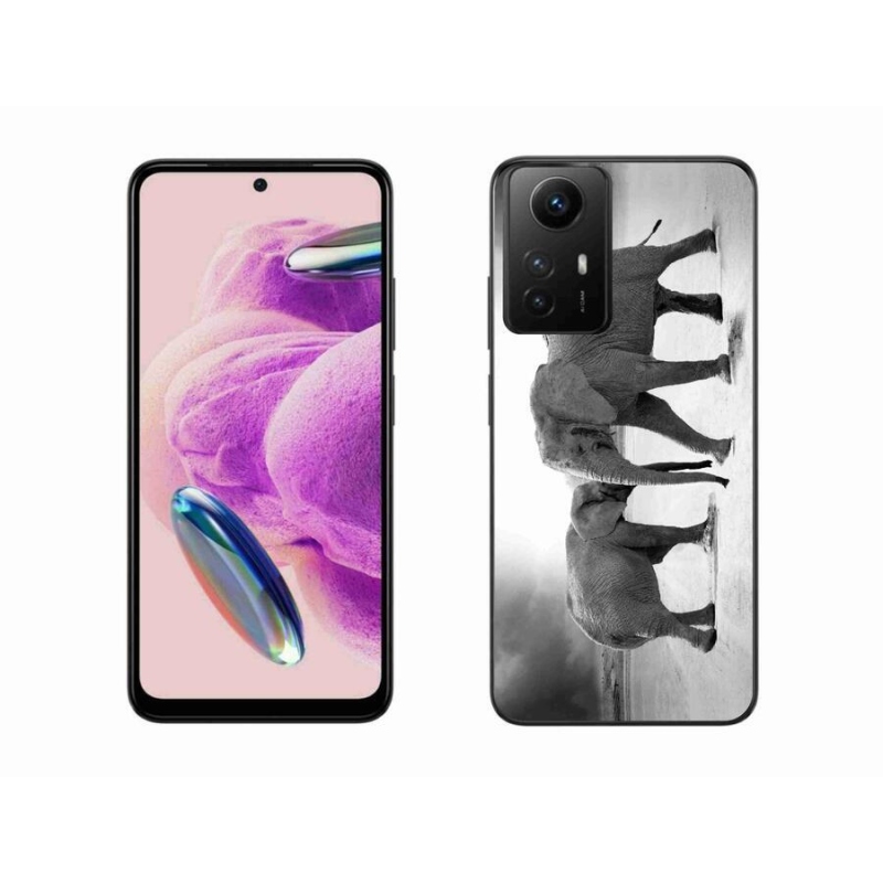 Gél borítás mmCase a Xiaomi Redmi Note 12S-hez - fekete és fehér elefántok