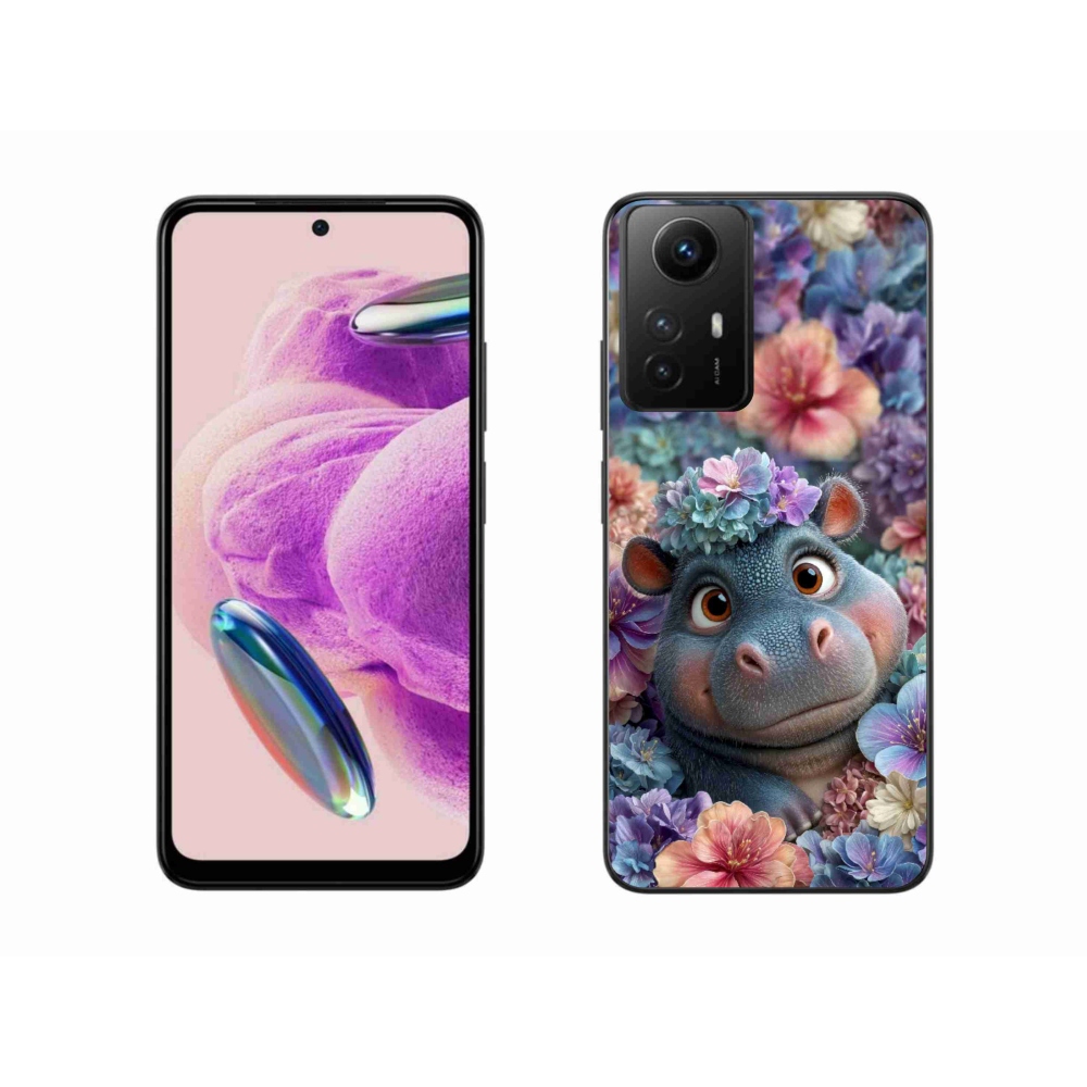 Gél borító mmCase a Xiaomi Redmi Note 12S-hez - víziló virágokban
