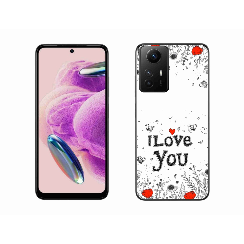 Gél borító mmCase a Xiaomi Redmi Note 12S-hez - I love you fehér háttérrel