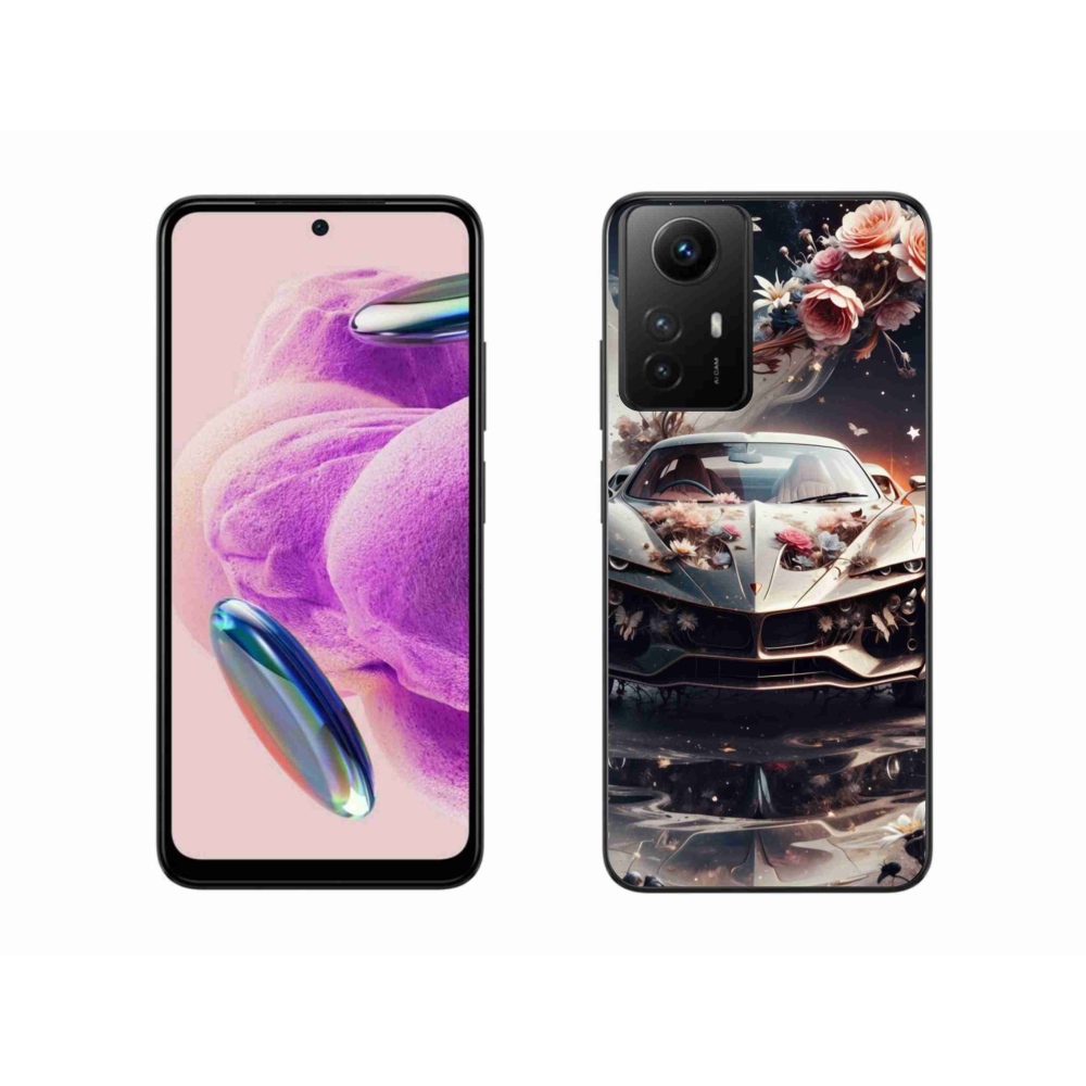 Gél borító mmCase a Xiaomi Redmi Note 12S-hez - virágos sportkocsi