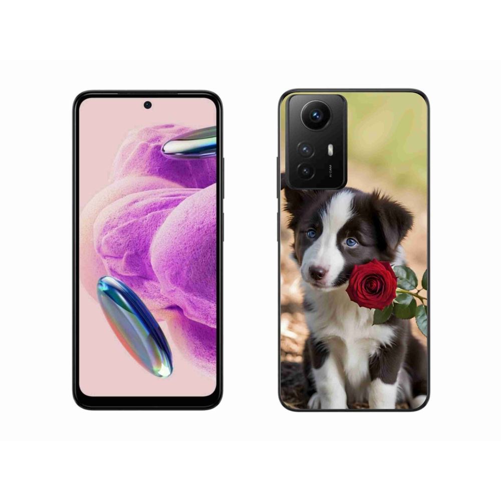 Gél borító mmCase a Xiaomi Redmi Note 12S-hez - aranyos border collie rózsával