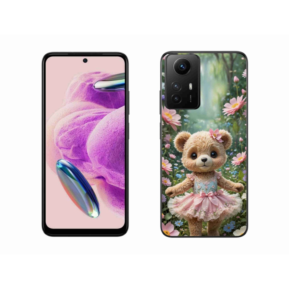 Gél borítás mmCase a Xiaomi Redmi Note 12S-hez - aranyos mackó virágokkal