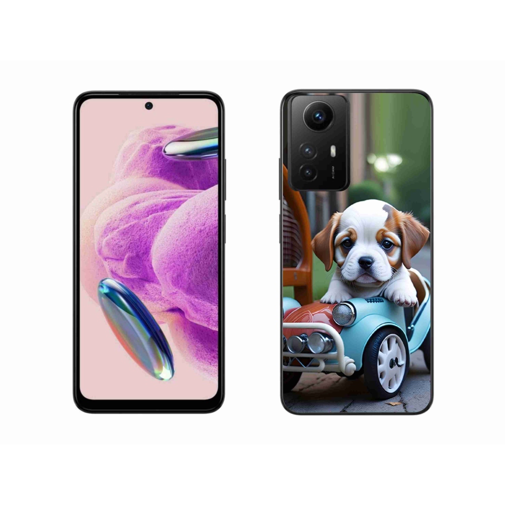 Gél borítás mmCase a Xiaomi Redmi Note 12S-hez - kiskutya retro autóban
