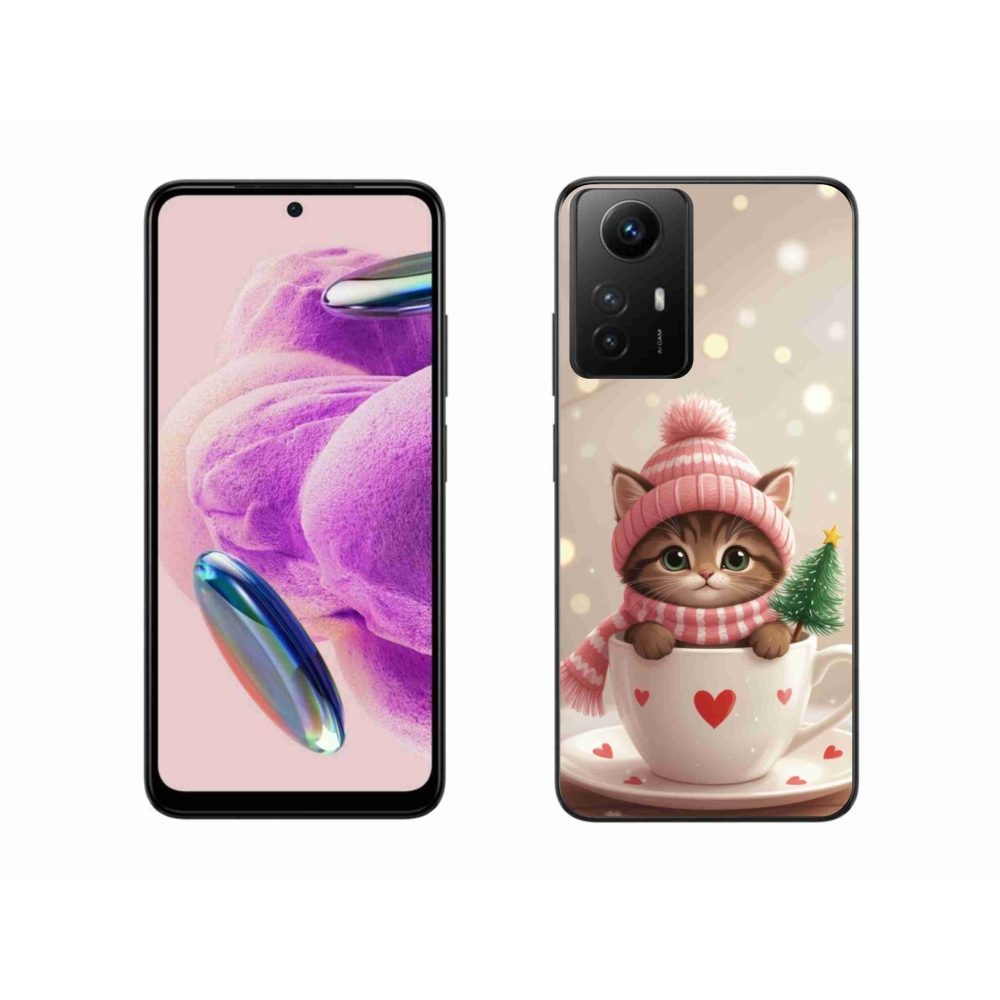 Gél borítás mmCase a Xiaomi Redmi Note 12S-hez - Karácsonyi cica a csészében
