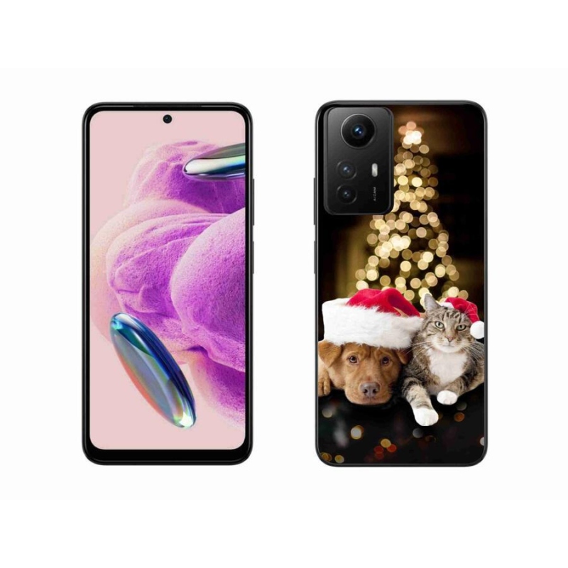 Gél borító mmCase a Xiaomi Redmi Note 12S-hez - Karácsonyi kutya és macska