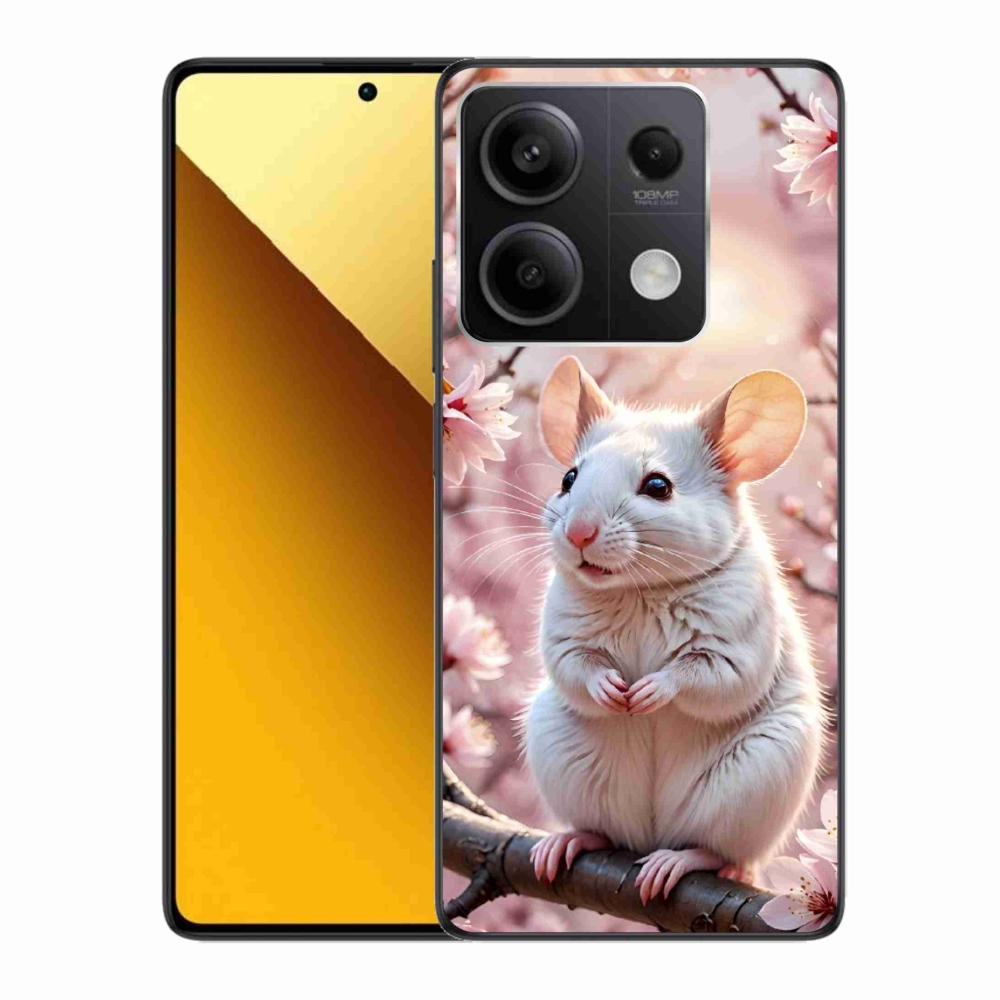 Gél borító mmCase a Xiaomi Redmi Note 13 5G-hez - fehér egér az ágon