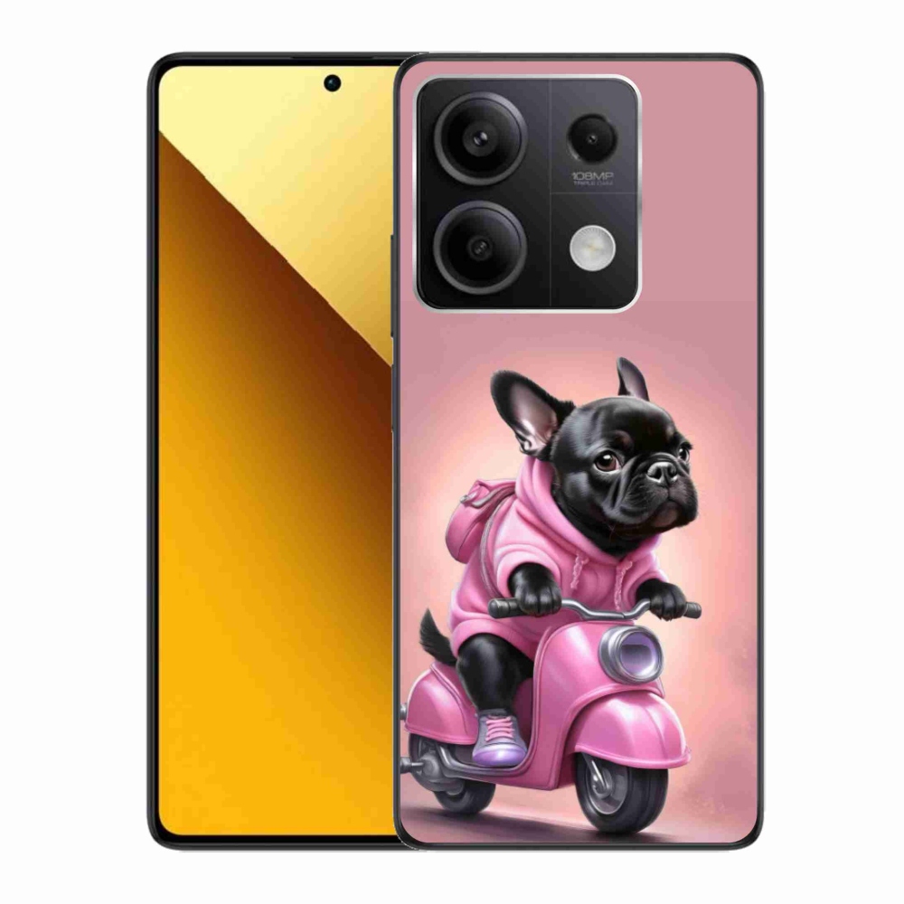 Gél borítás mmCase a Xiaomi Redmi Note 13 5G-hez - francia bulldog egy robogón