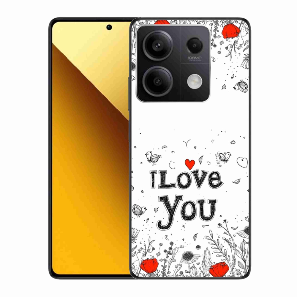 Gél borító mmCase a Xiaomi Redmi Note 13 5G-hez - I love you fehér háttérrel
