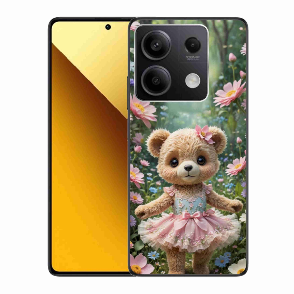 Gél borítás mmCase a Xiaomi Redmi Note 13 5G számára - aranyos mackó virágokkal