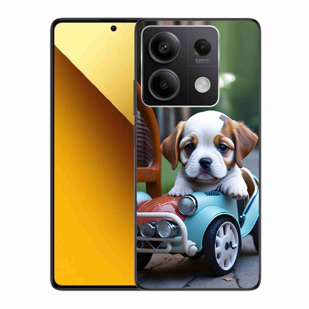 Gél borítás mmCase a Xiaomi Redmi Note 13 5G - kiskutya retro autóban