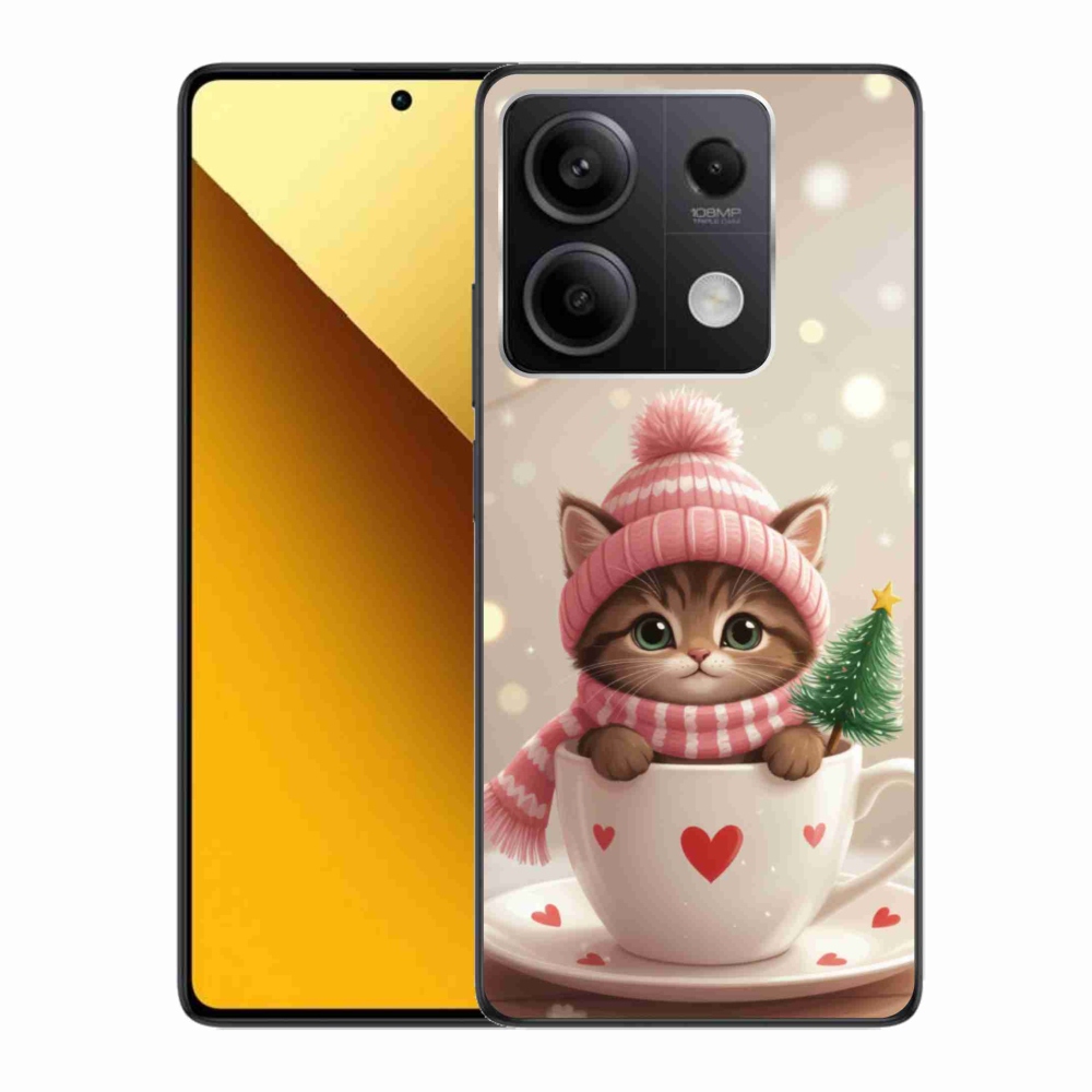 Gél borítás mmCase a Xiaomi Redmi Note 13 5G-hez - Karácsonyi cica a csészében