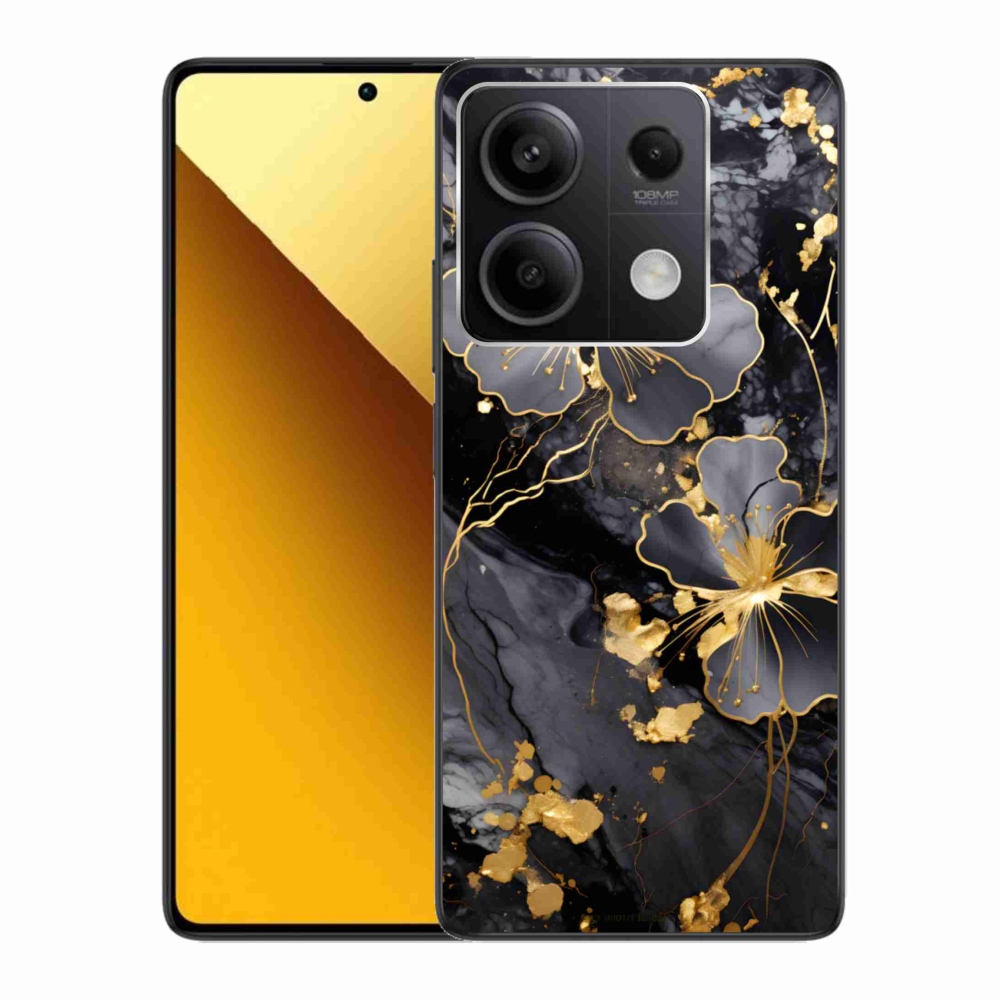 Gél borítás mmCase a Xiaomi Redmi Note 13 5G számára - arany virágok
