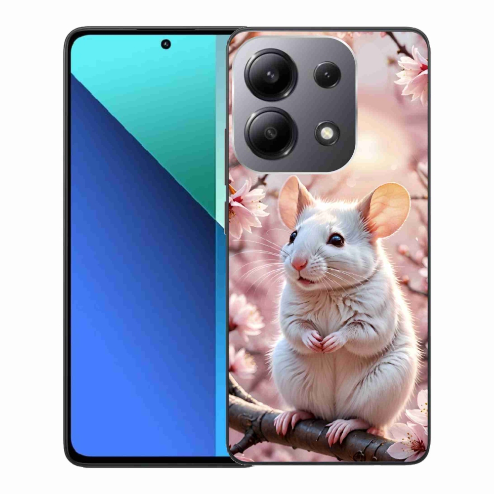 Gél borító mmCase a Xiaomi Redmi Note 13-hoz - fehér egér az ágon