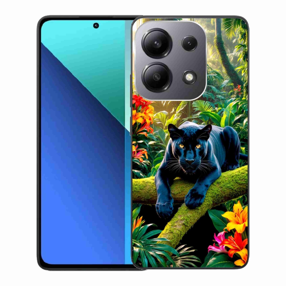 Gél borítás mmCase a Xiaomi Redmi Note 13-hoz - fekete párduc a dzsungelben
