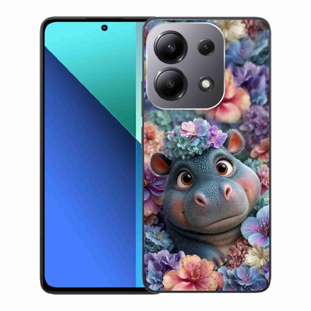 Gél borítás mmCase a Xiaomi Redmi Note 13-hoz - víziló virágokban