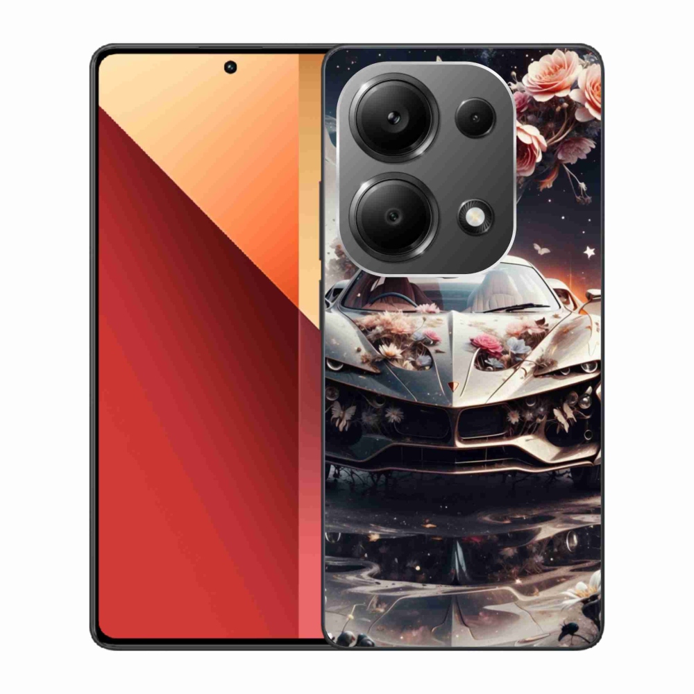 Gél borítás mmCase a Xiaomi Redmi Note 13 Pro 4G/Poco M6 Pro - virágos és védő autóval