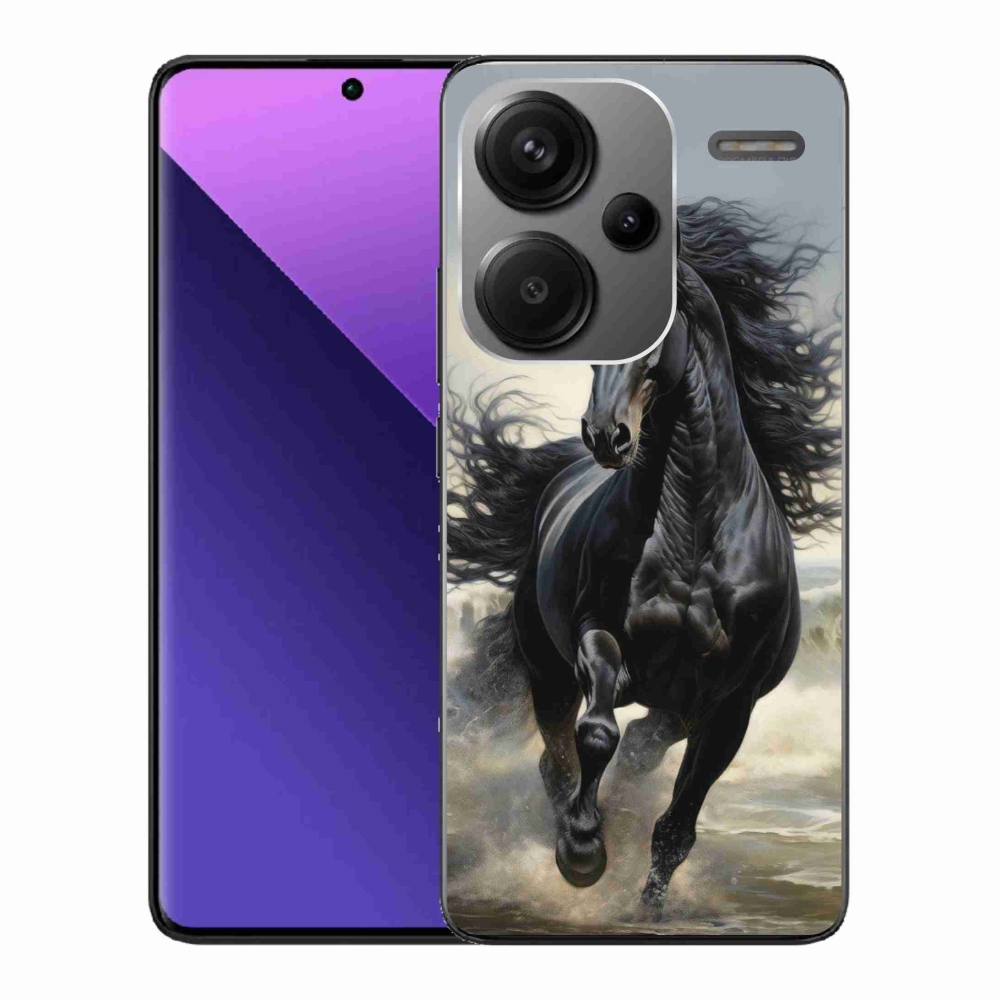 Gél borítás mmCase a Xiaomi Redmi Note 13 Pro+ 5G - futó fekete lóhoz